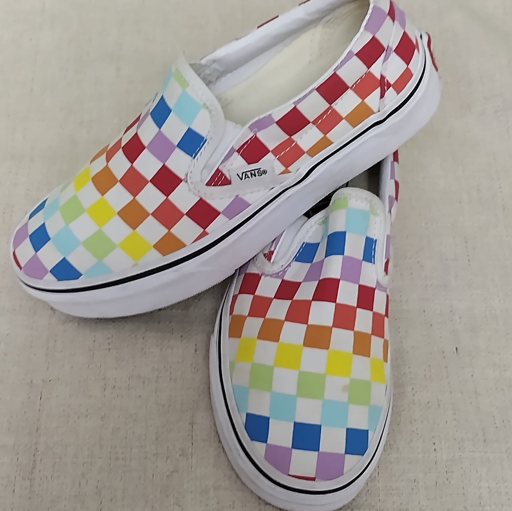 VANS Checkered Slip Ons Canvas Skate Board Shoes Sizes Women's 5.5 Mens 4